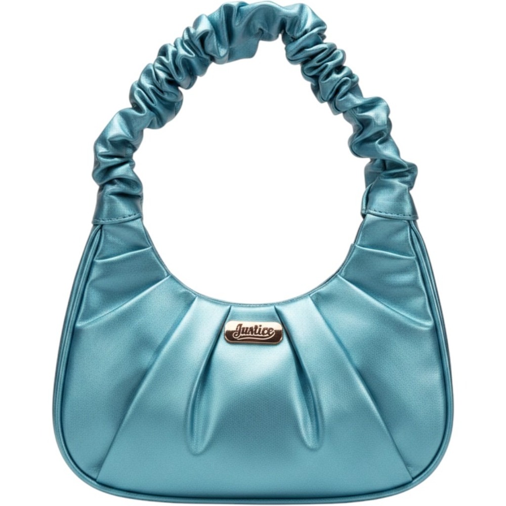 Justice Blue Satin‎ Scrunch Handle Shoulder Bag